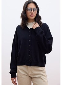 Resim Yumuşak Dokulu Oversize Triko Hırka Siyah Siyah 