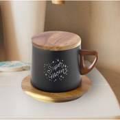 Resim HippoDeco Ahşap Altlıklı Çelik Termos Bardak 250 ml Kapasiteli Annelere Özel Kazıma Desenli Termos-best Mom 