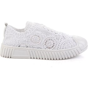 Resim Bambi Beyaz Hakiki Deri Kadın Sneaker K01331175016 