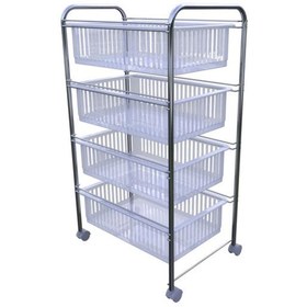 Resim Metaltex Krom Nikel 4 Katlı Plastik Çekmeceli Mobil Raf (METALTEX-M604345) 