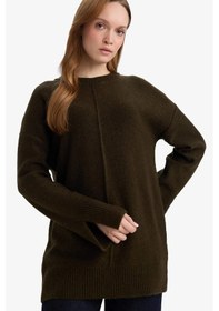 Resim Defacto Loose Fit Bisiklet Yaka Triko Kazak Tunik F4547ax25wnkh117 Haki-kh117 