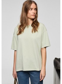 Resim Grimelange Lagertha Kadın %100 Organik Pamuklu Kalın Dokulu Oversize Fit Yuvarlak Yakalı Mint Yeşil Mint Yeşili 