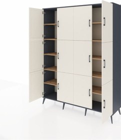 Resim Hyperion Gardrop 10 Raflı 12 Kapaklı 176x44x221 Antrasit-aytaşı/çam Aytaşı/çam 