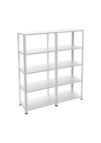Resim 5 Katlı Duble Galvaniz Çelik Raf - Depo, Arşiv, Kiler, Dosya, Market Rafı 31x75 Cm-150 Cm-0.70 Mm 