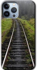 Resim MRCİLETİSİMmrc-101879 Tren Yolu Kılıf HD Baskılı Desen Hayalet Cam Yandan Görünmez iPhone 13 Pro ile uyumlu 