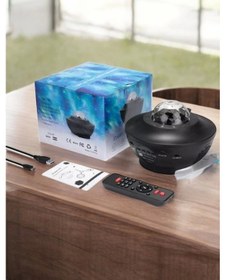 Resim Projektör Yıldız Gece Lambası Disko Topu Bluetooth Bağlantılı Taşınabilir Şarjlı Çok Renkli 