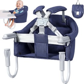 Resim 5 Nokta Emniyetli Taşınabilir Masaya Monte Mama Sandalyesi - Mavi 