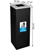 Resim Siyah Metal Kare Çöp Kovası 30 litre Siyah 