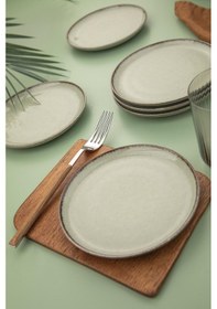 Resim Kütahya Porselen Moderna 6 Parça 15cm Düz Tabak Yeşil 447018 