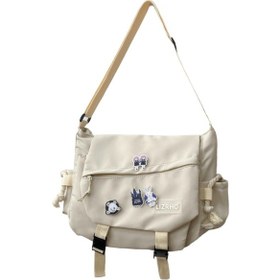 Resim Jeemson Gençler İçin Çok Amaçlı Klasik Çanta, Beyaz Nilon Kumaş, Dört Hayvan Rozeti, Günlük Kullanim İçin Geniş Hacimli, Okul Ve Seyahat Çantasi 