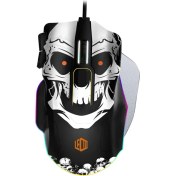 Resim Lecoo MG1102 Win Mac Kuru Kafa Desenli Kablolu RGB LED Aydınlatmalı 8200DPI 10 Makro Tuşlu 125 gr Gaming Mouse ve Mousepad Siyah 