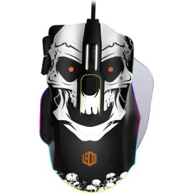 Resim Lecoo MG1102 Win Mac Kuru Kafa Desenli Kablolu RGB LED Aydınlatmalı 8200DPI 10 Makro Tuşlu 125 gr Gaming Mouse ve Mousepad Siyah 