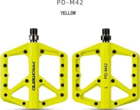 Resim Promend Renkli Platform Pedal MTB Freeride Kaymaz Rulmanlı Plastik Pedal Ultra Hafif Sarı Renk 