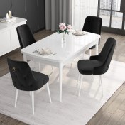 Resim Canisa Concept Noa Serisi, 80X132 Açılabilir Mdf Masa, Beyaz Mutfak Masa Takımı, 4 Sandalye 