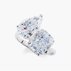 Resim Toi et Moi Moissanite Ring - Silver / 9 