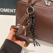 Resim 1 adet Sevimli Dachshund Anahtarlık Örgülü Naylon İpi ile, Çantalar ve Arabalar için Kahverengi PU Deri Köpek Cazibesi - Kadınlar ve Evcil Hayvan Severler için Mükemmel Hediye, Köpek Aksesuarları 