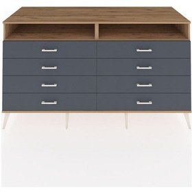 Resim Kronos Konsol 2 Raflı 8 Çekmeceli 176x59x99 Çam-çam/antrasit Çam-çam/antrasit 