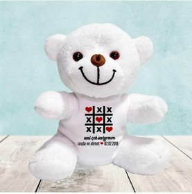 Resim Kişiye Özel Baskılı Peluş Beyaz Ayı 