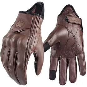 Resim Ximistore9 Suomy Retro Deri Motosiklet Eldiveni - Unisex, Dokunmatik Ekran Uyumlu, Kaymaz, Xl Boy, Kahverengi 
