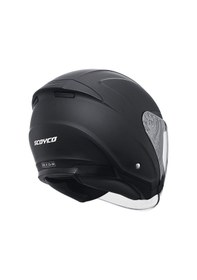 Resim Motosiklet Yarım Açık Kask Güneş Vizörlü Motor Kask Mat Black Siyah 