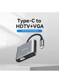 Resim Veggieg Type-c 4k Hdmı 1080p Vga Usb 3.0 Pd Dönüştürücü Çevirici Hub 