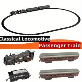 Resim Elektrikli Klasik Tren Vagon Oyuncakları, 4 Vagondan ve 14 Raydan oluşan Elektrik Lokomotif, Simüle Edilmiş Tren Işıkları ve Raylar, Güvenlik Malzemeleri, Noel & Doğum Günü Hediyeleri, Piller Dahil Değildir, Yaş 3+, Çıktı 