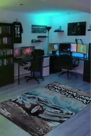 Resim Homshtag Ben Bitti Demeden Bitmez Renkli Oyuncu Halısı Gri Renk Gamer Temalı Nfs Most Wanted Halı 