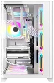 Resim DRAGOS Ocean Curved Pro V2 Beyaz 7x Argb Fan USB 3.0 Type-C 750W 80+ ATX Bilgisayar Kasası Beyaz 