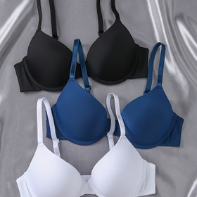 Resim 3'lü paket Kadın Temel Poliamid Sütyenler, Çıkarılamayan Dolgu, Örme Kumaş Düz Renkli İç Çamaşırı 