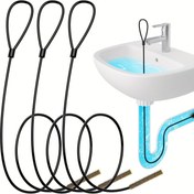 Resim 3 adet Ekstra Uzun Paslanmaz Çelik Tıkanıklık Çözücü Kancalar Naylon Kaplama - Banyo Lavabosu, Küvet & Duş Telleri için İdeal 