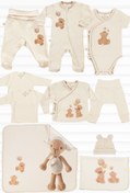 Resim tinylamb Fluffy Bear Unisex 11 Parça Hastane Çıkışı Takımı Organik Pamuk Yenidoğan Set 