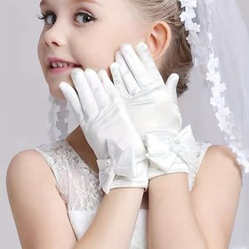 Resim Zarif Saten Kurdele Nakışlı 'S Eldivenler - Beyaz, Beş Parmak Tasarımı Düğünler, Performanslar ve Özel Günler İçin, Prenses Tarzı, Dans, Doğum Günü ve Performans Eldivenleri | Prenses Tarzı Eldivenler | İnşaat 