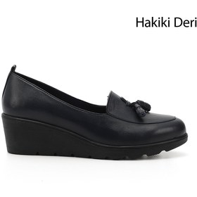 Resim GÖNDERİ(R) Kadın Lacivert Antik Dolgu Taban Püsküllü Hakiki Deri Ayakkabı 