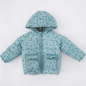 Resim Defacto Kız Bebek Su İtici Kapüşonlu Çiçekli Pelüş Astar Mont X5185A222WNTR368 