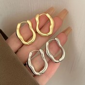 Resim Yeni Moda Dalga Geometrik Basit Kulak Tokası, 316 Paslanmaz Çelik, Çinko Alaşımlı, Kaplama Yok, Altın Renk, Moda Teması 