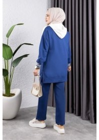 Resim Çapraz Garnili Ribanalı Spor Takım İndigo Ekru İndigo 