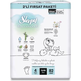 Resim Hype Store Sleepy Bio Natural 2'li Fırsat Paketi Bebek Bezi 4 Numara Maxi 82 Adet Cırtlı Bez 