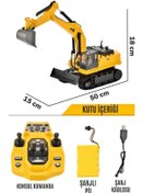 Resim Tıfıl Toys 1:14 Ölçek Şarjlı Işıklı Sesli Konsol Kumandalı Metal Başlıklı Oyuncak Ekskavatör Kepçe 