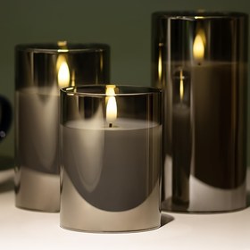 Resim 3 adet Şık Gri LED Mum Seti - 3D Mumlu, Yanmaz, Dayanıklı Akrilik Mumlar Ev Dekoru, Romantik Atmosfer, Noel ve Parti Süslemeleri, İç Mekan Kullanımı Sadece, Romantik Atmosfer Mumları|Modern Mum Tasarımı|Dayanıklı Akrilik Mumlar, Mum Dekoru 