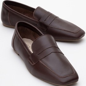 Resim Morne Kahverengi Cilt Hakiki Deri Kadın Loafer Ayakkabı Kahverengi Deri 