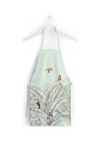 Resim Renkli Palmiye Yaprak Detaylı Mutfak Önlüğü -keten Kumaş, Uluslararası Yıkama Ve Solmama Sertifikası Çok Renkli 