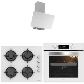 Resim Silverline BO65E4W01 - CS5349W01 - 3481 FLAM Beyaz Cam Ankastre Set 