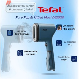 Resim Tefal Pure Pop DT2020 Mavi 1300 W Buharlı Düzleştirici 