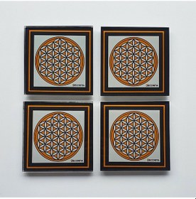 Resim Decorita Cam Bardak Altlığı Decorita Logolu 4'lü Takım 10 x 10 CM Çok Renkli 