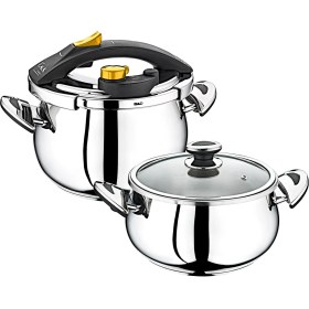 Resim Oms Collection 5120 - 4 Parça - Matik Kapak, Paslanmaz Çelik, 5 ve 7 Litre Düdüklü Tencere Seti 