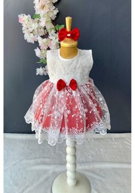 Resim Saç Bantlı Dantelli Bebek Elbise PNPN136 