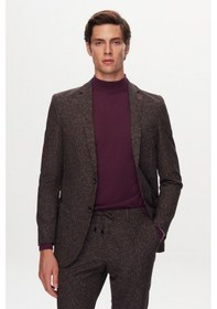 Resim D's Damat Ds Damat Slim Fit Kahverengi Baskılı Kırışmayan Sihirli Takim Elbise 1hc05ım05577m Kahverengi 