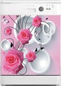 Resim Bulaşık Makinesi Sticker Kaplama Beyaz Eşya Kaplama 3d Pembe Gül 