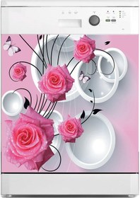 Resim Bulaşık Makinesi Sticker Kaplama Beyaz Eşya Kaplama 3d Pembe Gül 