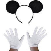 Resim Nessiworld Siyah Mickey Mouse Tacı ve Beyaz Eldiven Seti 